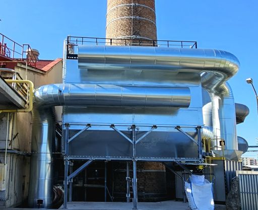 Biomassza kazán füstgázának szűrése