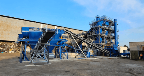 Dedusting of the car wreck crushing line